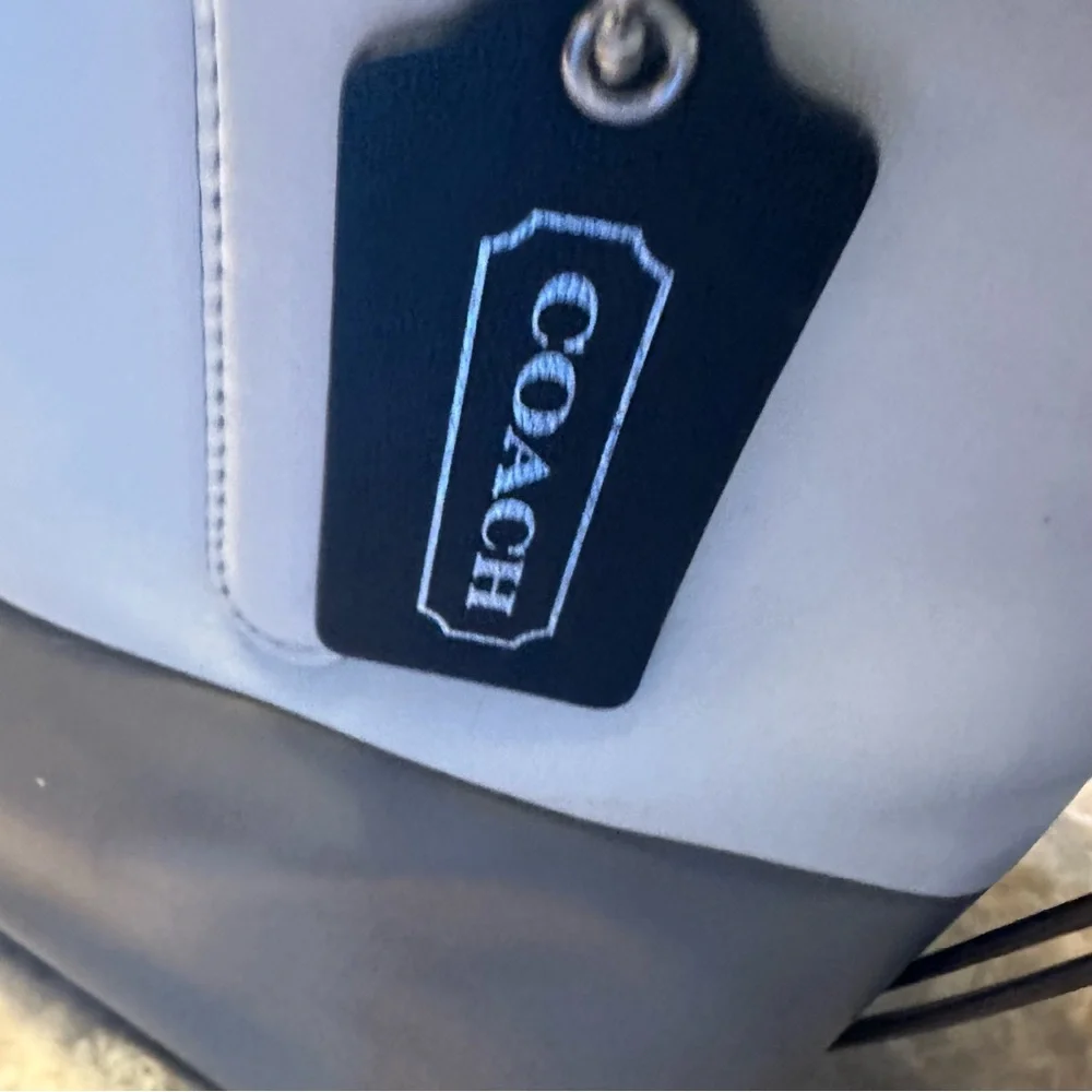Coach Cream and Tan Satchel with Silver Hardware